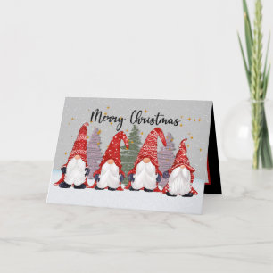 festive Christmas gnome add sentiment Holiday Card