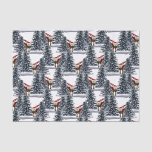 festive Christmas gnome moose tiled Tissue Paper