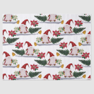 Festive Christmas Gnomes, Poinsettia and Bells  Tissue Paper