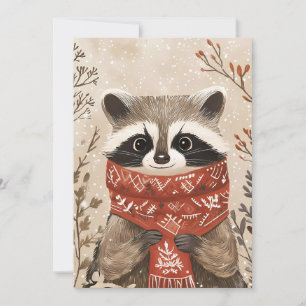 Festive Christmas Greeting Card Racoon