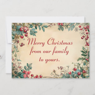 Festive Christmas Greeting Card with Holly tree