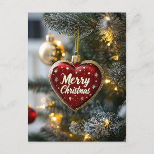 Festive Christmas Greeting Heart Christmas Tree Postcard