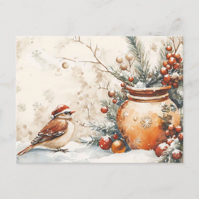 Festive Christmas Greeting vintage Christmas Scene Postcard (Front)