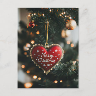 Festive Christmas Greeting with Heart Postcard