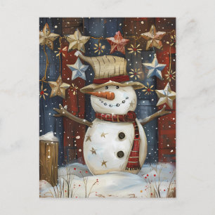 Festive Christmas Greeting with Snowman Postcard