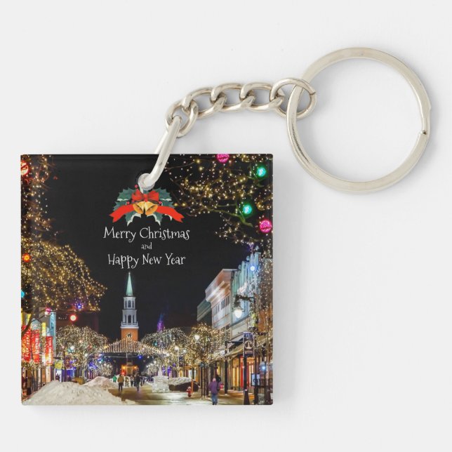 Festive Christmas Greetings Keychain (Back)