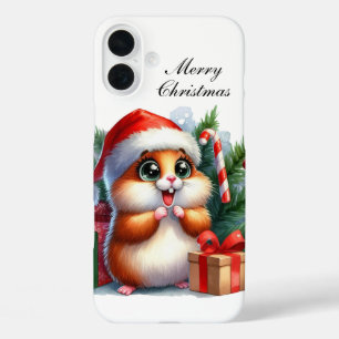 Festive Christmas Hamster customizable iPhone 16 Plus Case