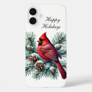 Festive Christmas Holiday Cardinal customizable  iPhone 16 Plus Case
