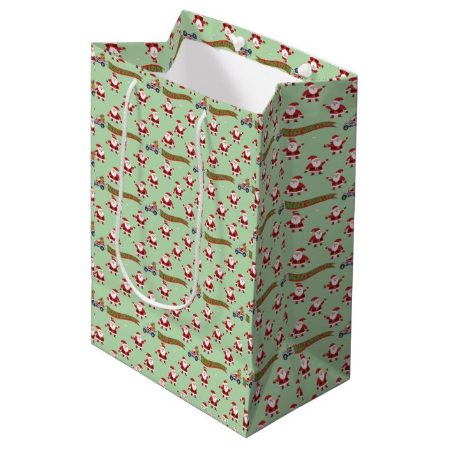 Festive Christmas Holiday Custom Medium Gift Bag (Front Angled)