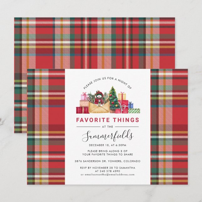 Festive Christmas Holiday Gift Exchange Party Invitation (Front/Back)