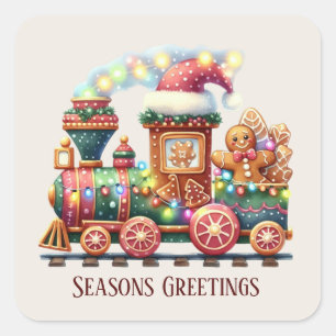 Festive Christmas Holiday gingerbread add text  Square Sticker