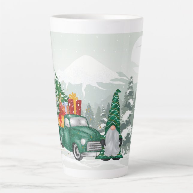 festive Christmas Holiday gnome Latte Mug (Front)