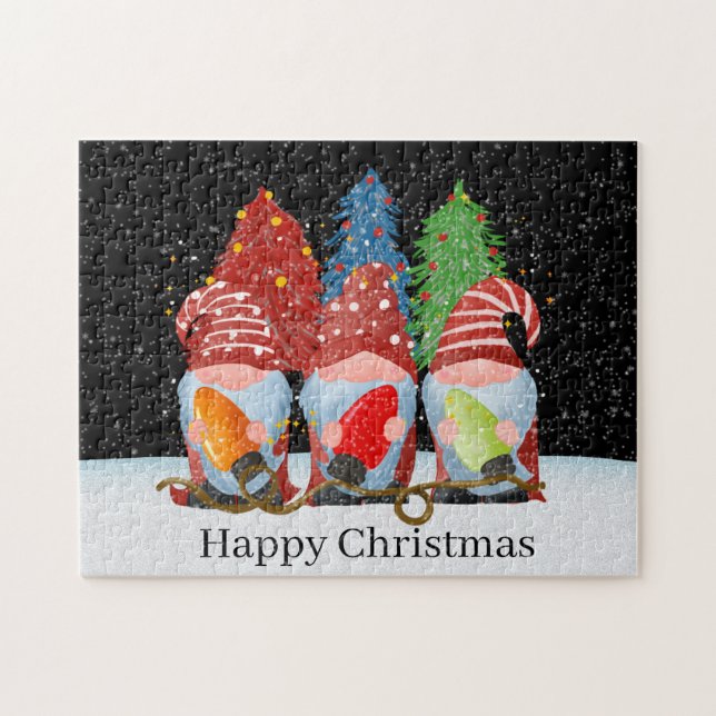 festive Christmas Holiday gnomes jigsaw puzzle (Horizontal)