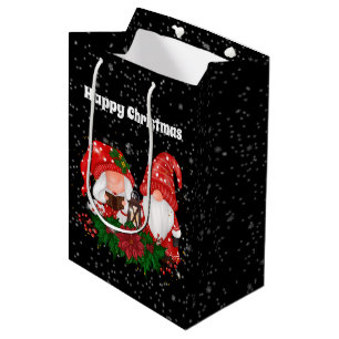 festive Christmas Holiday gnomes Medium Gift Bag