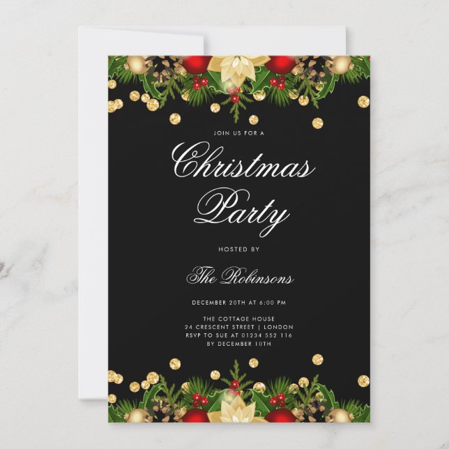Festive Christmas Holiday Invite w/ Program & Menu (Front)