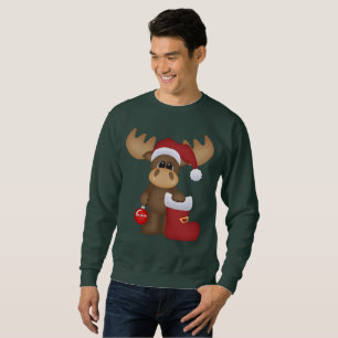 Festive Christmas Holiday moose mens sweatshirt