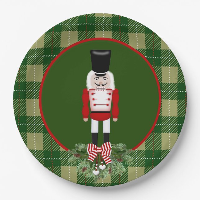 Festive Christmas Holiday nutcracker Paper Plate (Front)