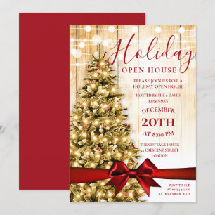 Festive Christmas Holiday Open House Lights Invitation