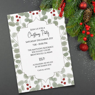 Festive Christmas Holiday Party Custom Invitation