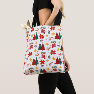 Festive Christmas Holiday Pattern Tote Bag