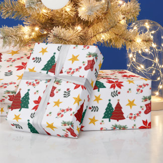 Festive Christmas Holiday Pattern Wrapping Paper