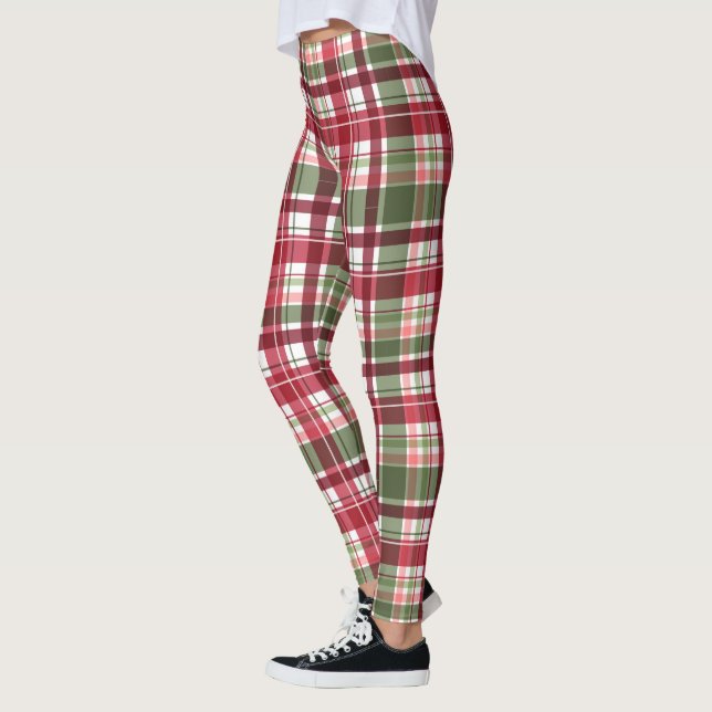 Festive Christmas Holiday plaid Leggings (Left)