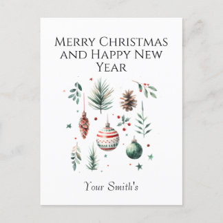 Festive Christmas Holiday Postcard