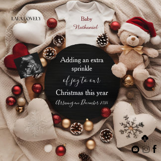 festive Christmas holiday Pregnancy Announcement