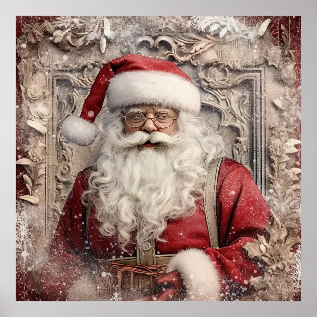 Festive Christmas Holiday Santa Poster (Front)