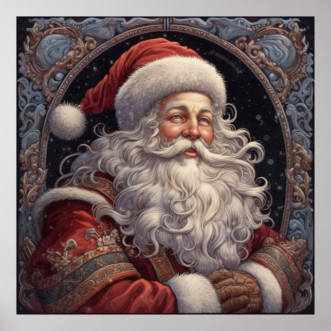 Festive Christmas Holiday Santa Poster (Front)