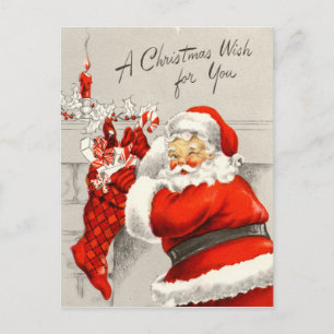 Festive Christmas Holiday Santa retro vintage