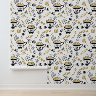 Festive Christmas Holiday tiled cocoa Wallpaper