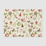 Festive Christmas Holiday Tissue Paper<br><div class="desc">A pattern of whimsical Christmas holiday icons - snowman, Santa and his reindeer, Christmas stocking, tree, snowflakes, ornaments, candy canes, stars. Wonderfully sketched and drawn to give this pattern a fun vibe. The colours are the traditional but modern colours of red and green.</div>