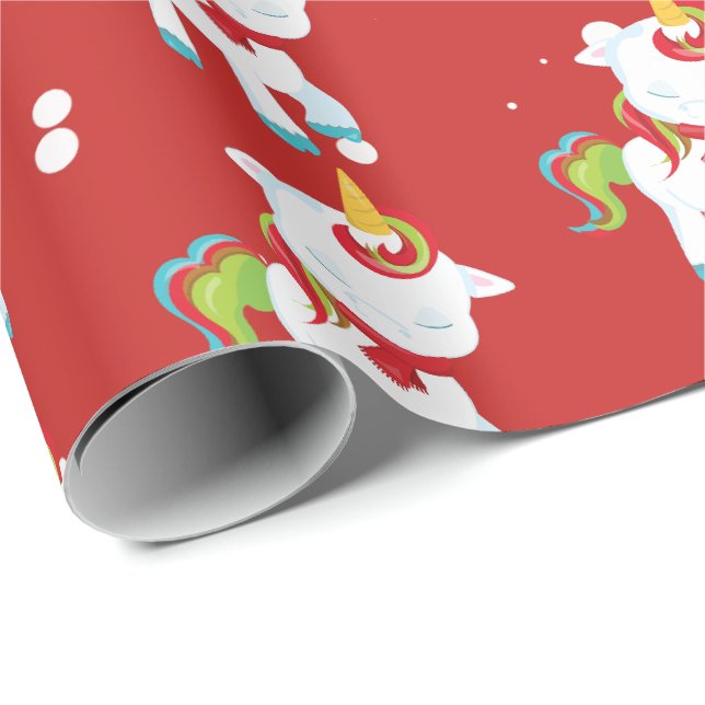 Festive Christmas Holiday unicorn Fantasy wrap Wrapping Paper (Roll Corner)