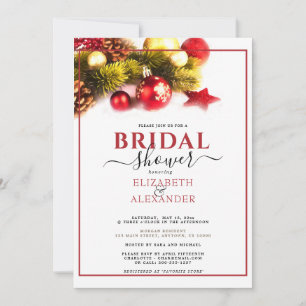FESTIVE CHRISTMAS HOLIDAY WEDDING Bridal Shower Invitation