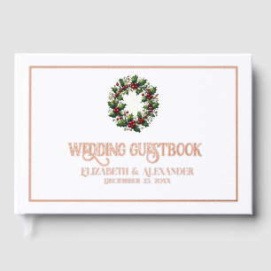 Festive Christmas Holiday Wedding  Guest Book