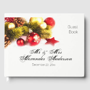 Festive Christmas Holiday Wedding Guest Book