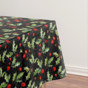 Festive Christmas Holly Berries Tablecloth
