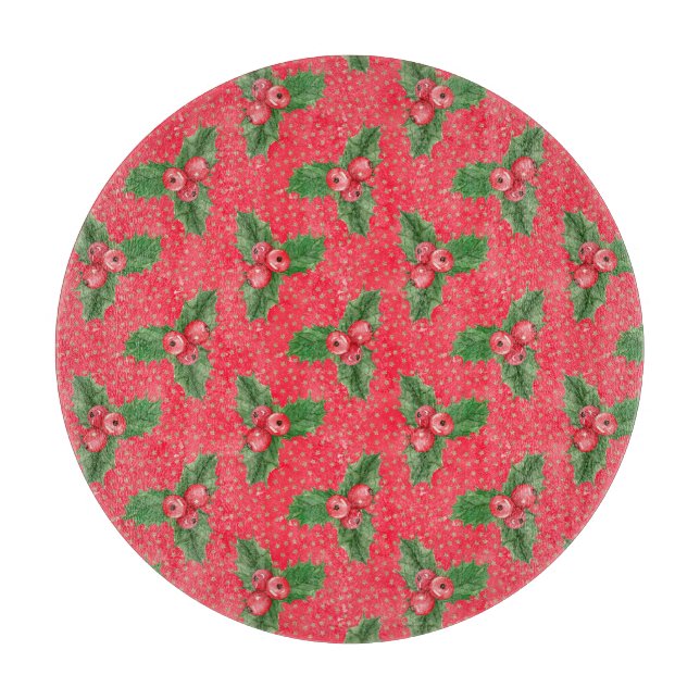 Festive Christmas Holly Foliage Cutting Board (Front)