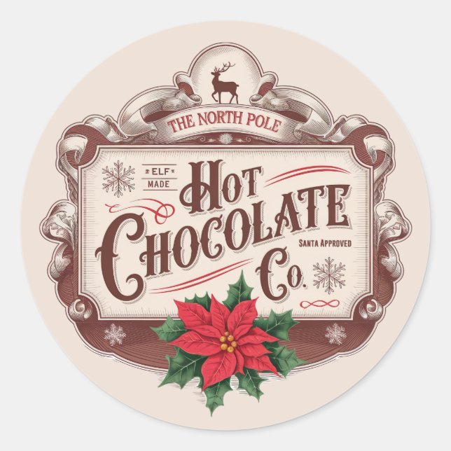 Festive Christmas hot chocolate  Classic Round Sticker (Front)