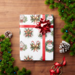 Festive Christmas Images On White Wrapping Paper<br><div class="desc">Christmas candy canes,  wreaths,  holiday trees,  ornaments on white.</div>