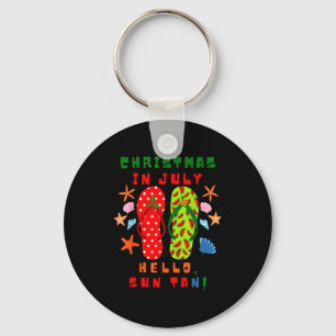 Festive Christmas In July Flip Flop Summer Beach F Keychain