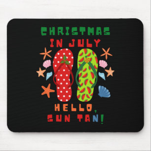 Festive Christmas In July Flip Flop Summer Beach Mouse Pad