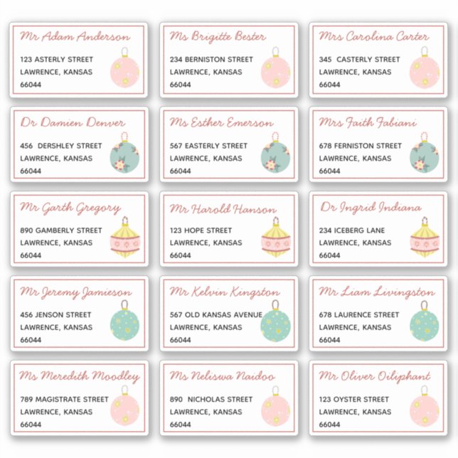 Festive Christmas Individual Name Shipping Address (Front)