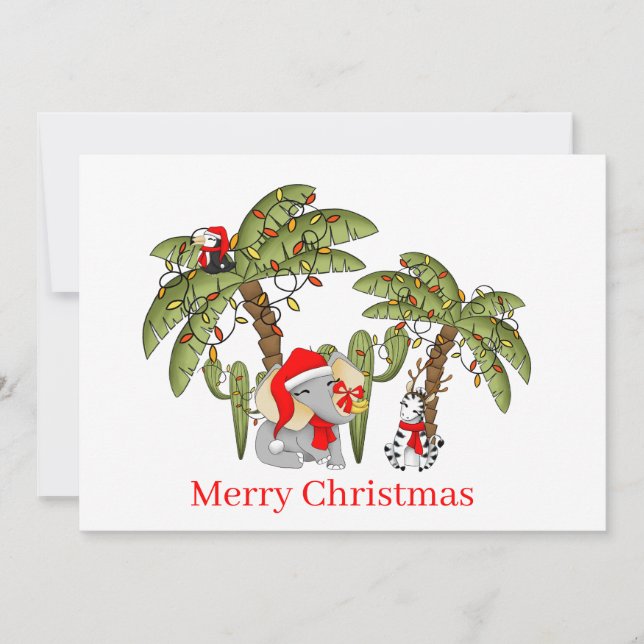 Festive Christmas jungle animals Holiday Card (Front)