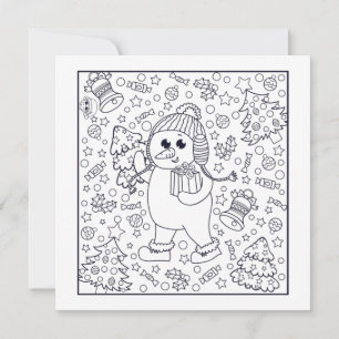 Festive Christmas kids colouring Card