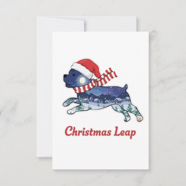 Festive Christmas Leaping Dog | Cute Puppy Santa  Thank You Card (Front)