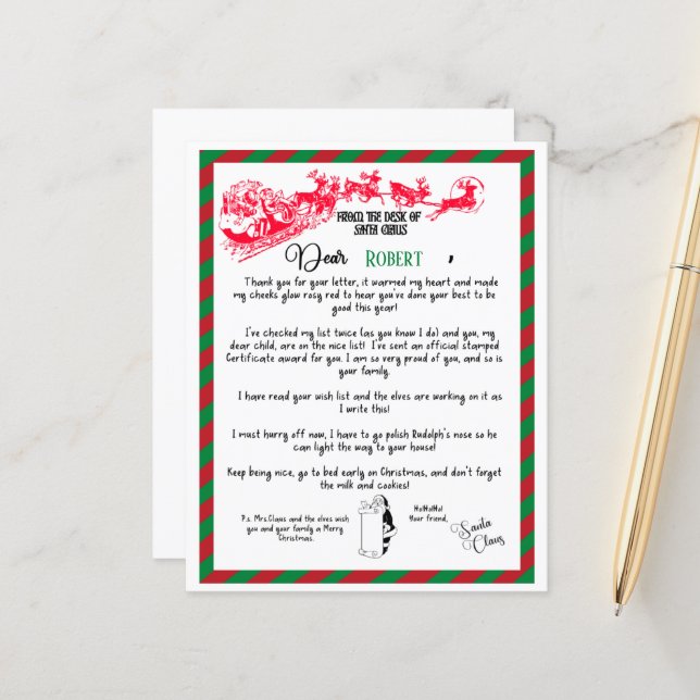Festive Christmas letter from Santa (Front/Back In Situ)