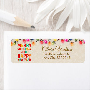 Festive Christmas Lights Holiday Return Address