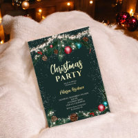 Festive Christmas lights pine branches snow green